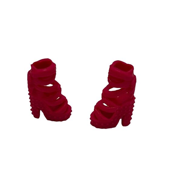 Model Muse Barbie Doll Resort Style 2011 FASHIONISTAS PINK SHOES FAUX TIE WEDGE - Picture 1 of 6